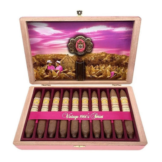 Arturo Fuente Rare Pink Vintage 1960 Series Happy Ending 5 1/2 x 53 Cigars Box of 10