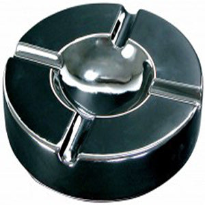 Black 10 inch Round Porcelain Cigar Ashtray