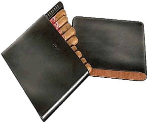 Black Leather 10 Cigar Case
