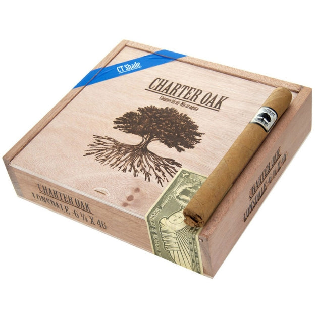 Charter Oak Connecticut Shade Lonsdale 6 1/4 x 46 Cigars Box of 20
