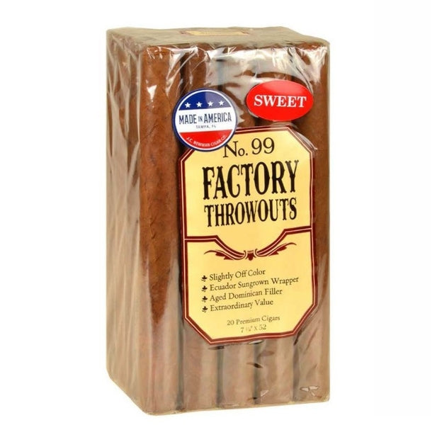 Factory Throwouts No.99 Sweet 7 1/4 x 52 Cigars Bundle of 20