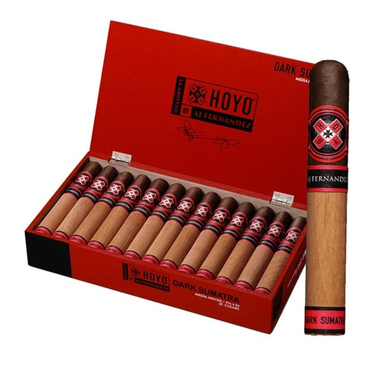 Hoyo La Amistad Dark Sumatra by AJ Fernandez Media Noche Robusto 5 3/4 x 54 Cigars Box of 25