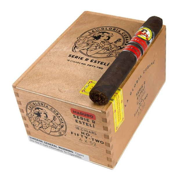 La Gloria Cubana Serie R Esteli Maduro No.52, 6 1/4 x 52 Cigars Box of 18