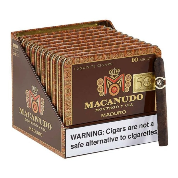 Macanudo Maduro Ascot 4 3/16 x 32 Cigarillos 10 Tins of 10