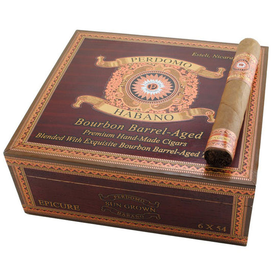 Perdomo Habano Bourbon Aged Sungrown Epicure 6 x 54 Cigars Box of 24