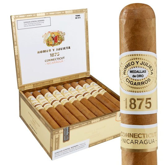 Romeo y Julieta 1875 Connecticut Nicaragua Toro 6 x 52 Cigars Box of 25