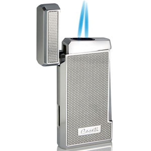 Tyros Silver Carbon Fiber Double Cigar Torch Lighter