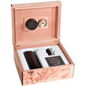 Burl Finish 30 count Humidor Gift Set