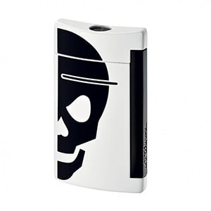 S.T. Dupont MiniJet Cigar Torch Lighter White with Black skull