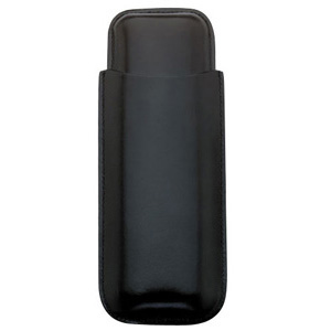 Black Leather two-finger cigar Case