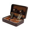 Leather Travel Case with Cutter and Lighter Brown Open